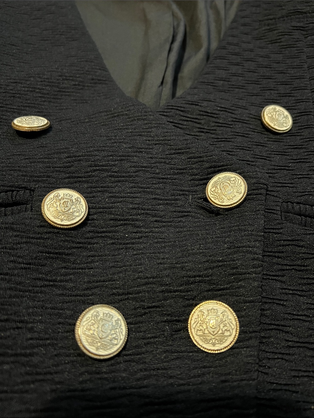 Double-Breasted Navy Textured Blazer with Silver Buttons - Picture 10 of 14